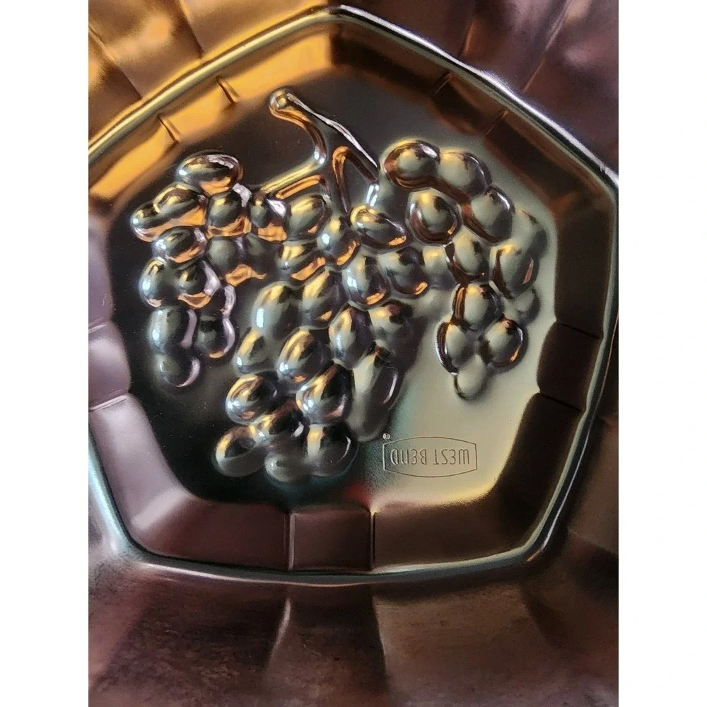 West Bend Jello Cake Aluminum Hexagon Grapes Hanging Mold Pan Vintage